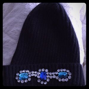 Top shop hottie navy blue beanie with jewels